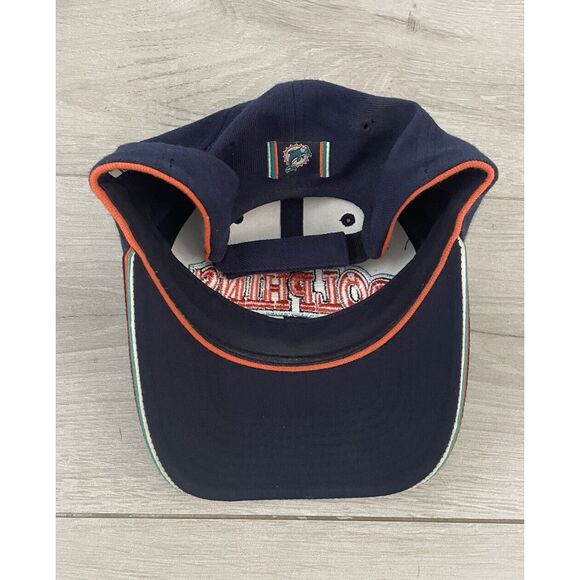 Vtg Miami Dolphins NFL American Needle Navy Blue Wool Blend Strapback Hat Cap - Picture 3 of 8